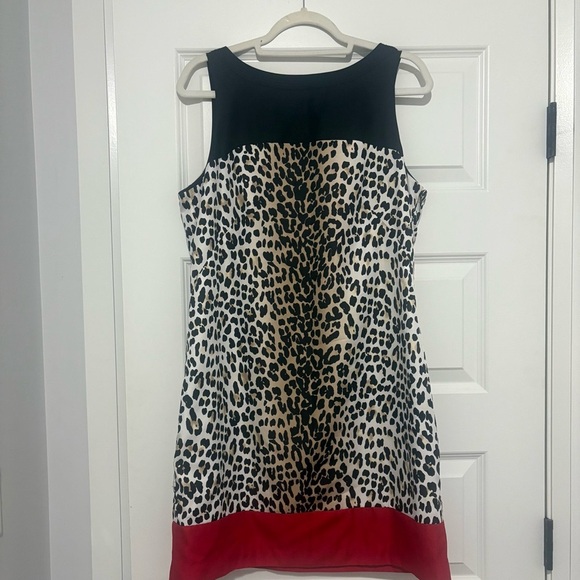 White House Black Market Dresses & Skirts - Leopard Print Sleeveless Dress with Red Hem by White House Black Market Size 12